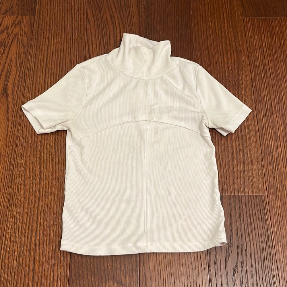 Cropped Short Sleeve Ribbed Turtleneck
